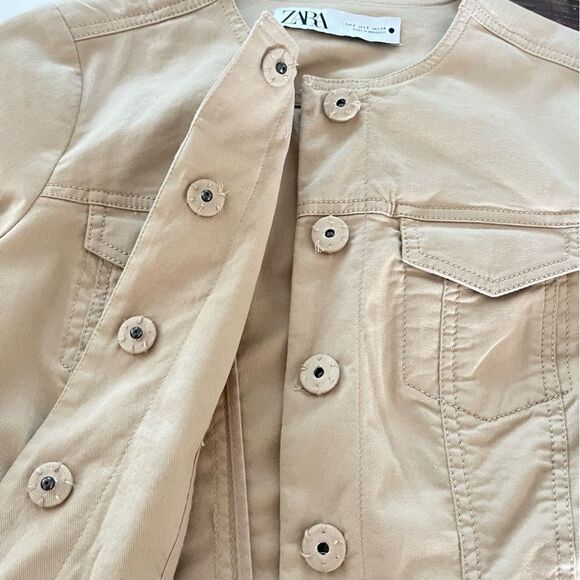 Zara Cropped Bell Sleeve Khaki Jacket - Picture 7 of 9